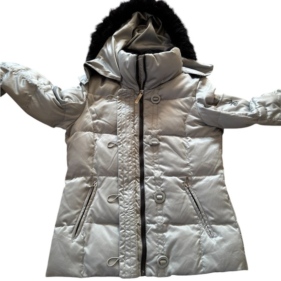 Women’s Zeroxposur Down Puffer Silver Jacket Removable Hood Size Small *read* - Picture 4 of 10